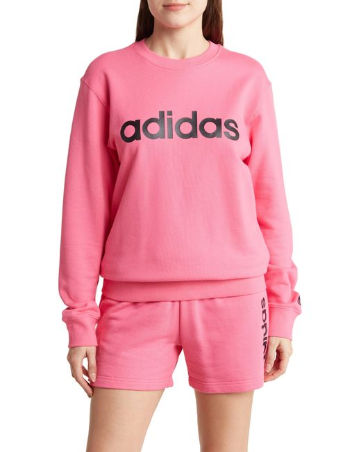 Adidas Pink Essentials Cotton French Terry Sweatshirt