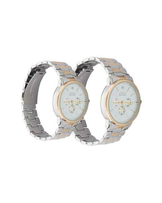 Jones New York White Two-piece Diamond Accent Bracelet Watch His & Hers Set