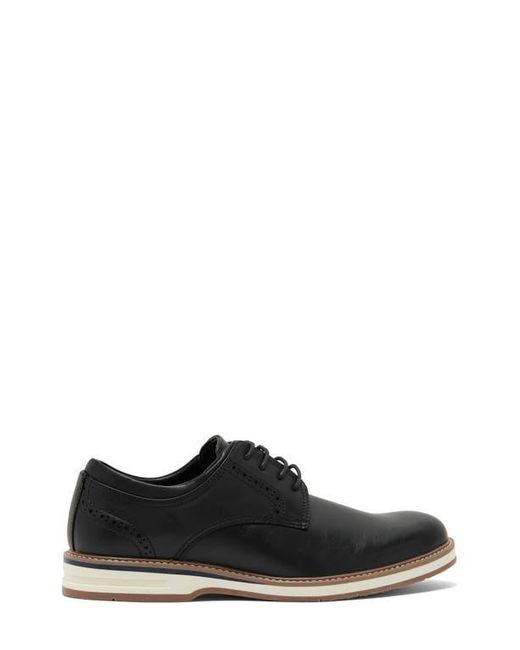 Gordon Rush Black Burnished Plain-Toe Derby Shoes for men