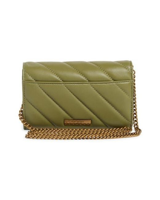 Kurt Geiger Green Soho Leather Wallet On Chain