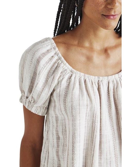Splendid White Farrah Stripe Puff Sleeve Top