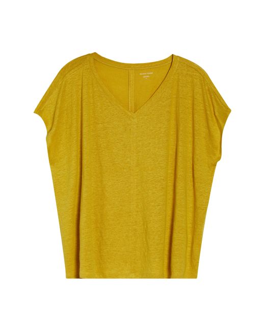 Eileen Fisher Yellow V-neck Organic Linen T-shirt