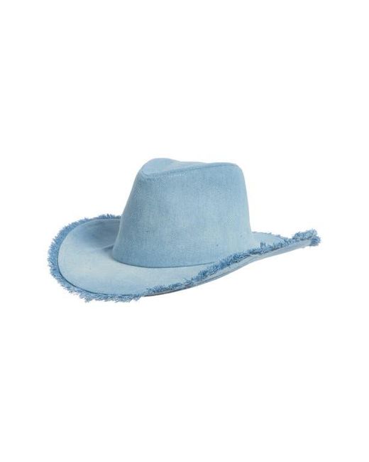 David & Young Blue Frayed Denim Cowboy Hat