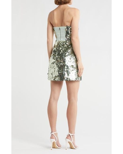 Alice + Olivia Multicolor Velia Disc Sequin Strapless Minidress