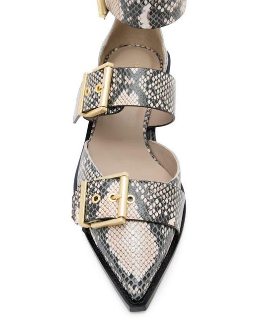 AllSaints Metallic Sutton Snakeskin Embossed Pointed Toe Flat