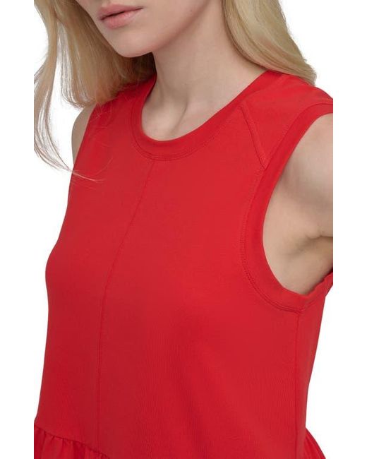 dkny sleeveless stretch cotton dress DKNY Sleeveless Stretch Cotton Dress in Red
