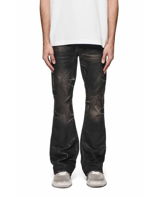 Purple Brand Black Super Stack Coated Flare Jeans for men