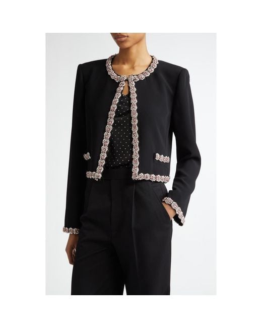Cinq À Sept Black Penelope Crystal Embellished Jacket