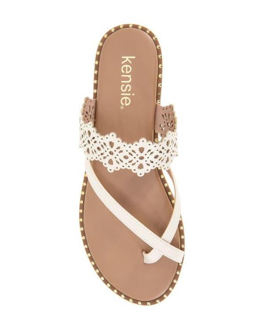 Kensie Masha Laser Cut Toe Loop Sandal in Pink | Lyst