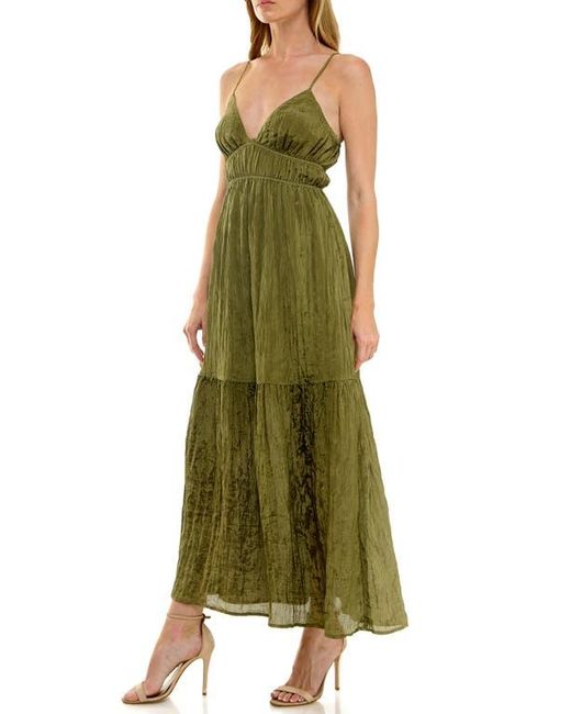 Socialite Green Cami Empire Waist Tiered Maxi Dress