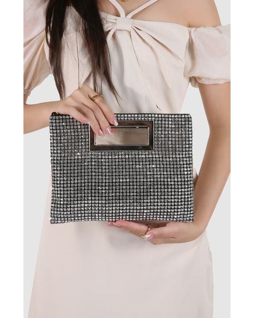 BERNESS White Rhinestone Rectangular Clutch
