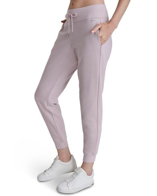 DKNY Purple Rhinestone Logo Cuffed Fleece Joggers