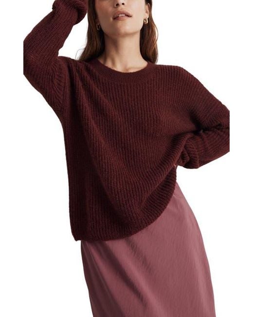Madewell Red Ribbed Crewneck Sweater