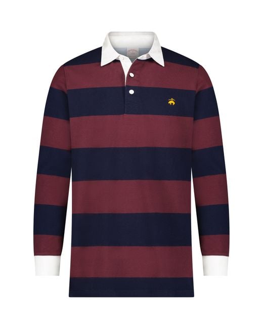 Brooks Brothers Blue Stripe Long Sleeve Rugby Shirt for men