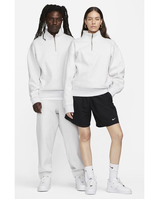 Nike White Solo Swoosh Oversize Quarter Zip Sweatshirt for men