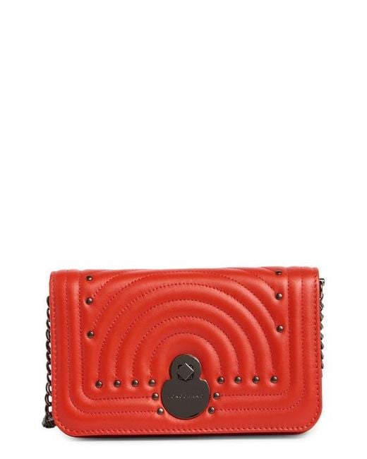 Longchamp Red Quilted Leather Wallet On A Chain