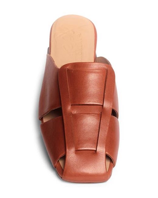 Anthony Veer Brown Woven Vamp Leather Mule Flats