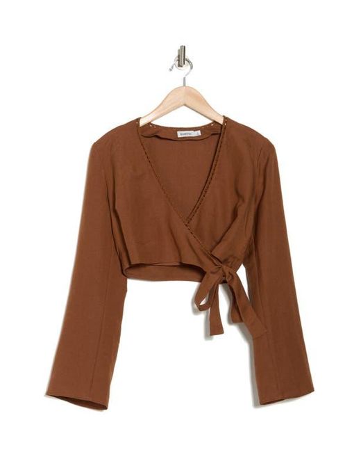 Jonathan Simkhai Brown Hailey Wrap Crop Top