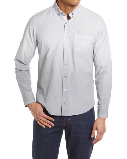Stone Rose Gray Long Sleeve Stretch Button-Down Shirt for men