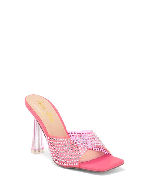 In Touch Footwear Pink Rhinestone Clear Sandal