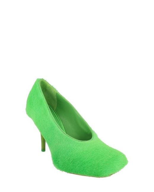 Givenchy Green Square Toe Spike Heel Genuine Calf Hair Pump