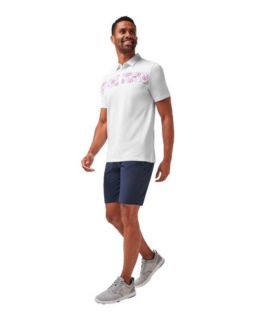 Travis Mathew White Good Good Flourish Chest Stripe Polo for men