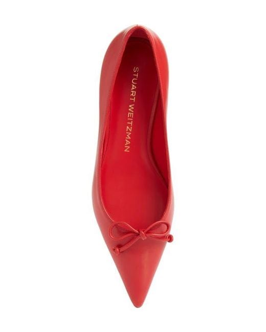 Stuart Weitzman Red Landon Pointed Toe Ballet Flat