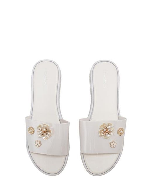Bebe White Charm Slide Sandal