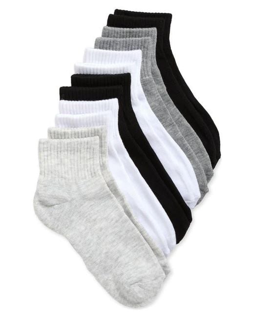 Steve Madden White Assorted 6-Pack Quarter Crew Socks