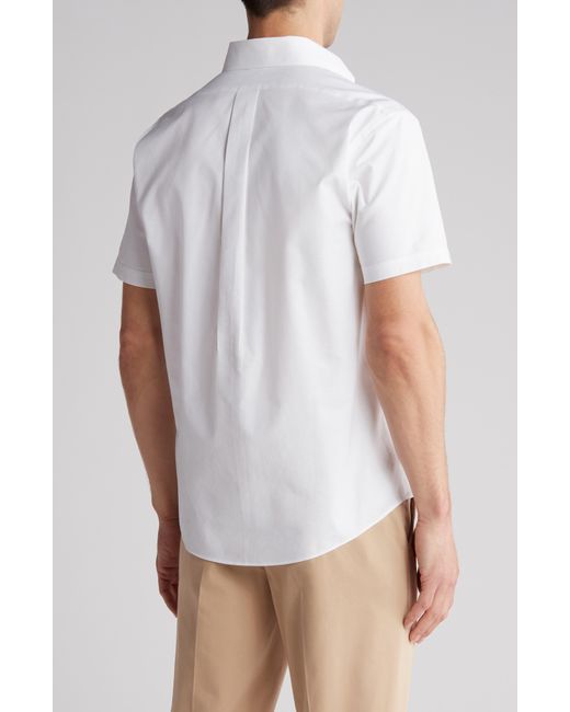 Brooks Brothers White Regular Fit Oxford Stretch Short Sleeve Shirt for men