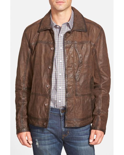 Timberland Brown 'tenon' Leather Jacket for men