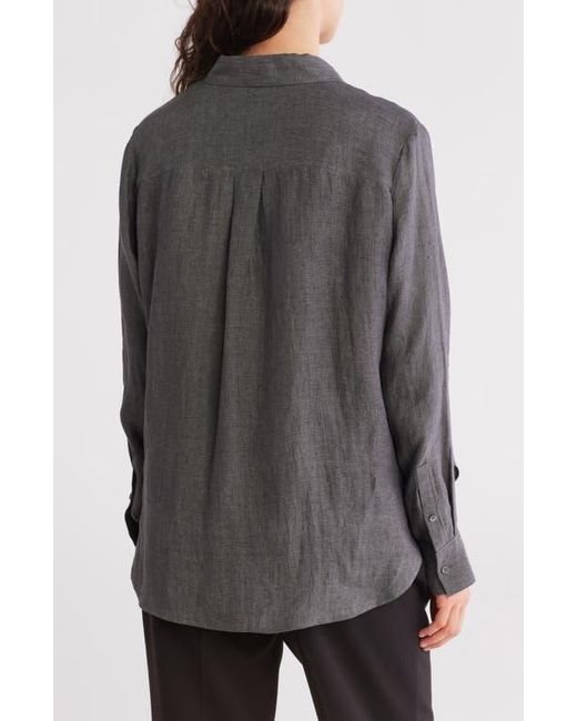 Theory Gray Hekanina Drape Button Front Shirt