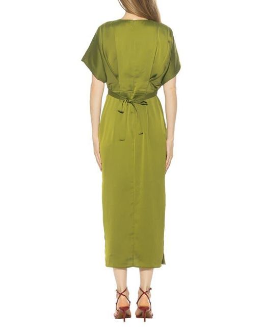 Alexia Admor Women's Green Sylvi Draped Sleeve Midi Dress - benaras.co