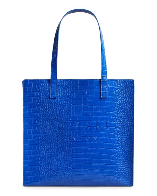 Ted Baker Blue Croccon Croc Embossed Faux Leather Tote