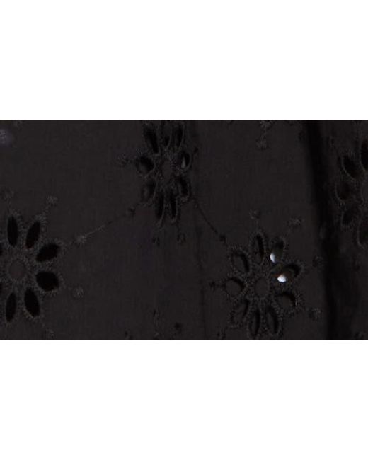 Bobeau Black Sleeveless Eyelet Top