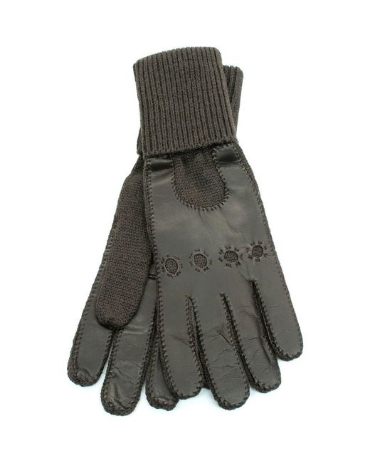 Portolano Gray Cuffed Leather Gloves