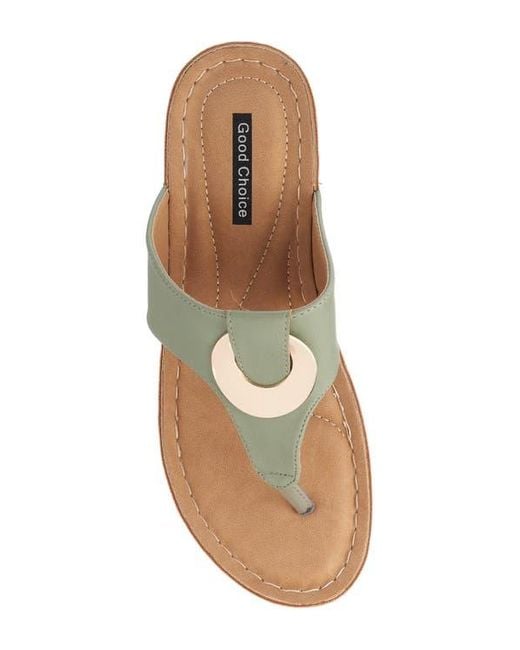Gc Shoes White Genelle Wedge Thong Toe Sandal