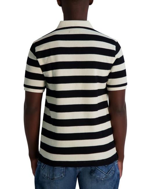 Karl Lagerfeld Black Stripe Johnny Collar Polo for men