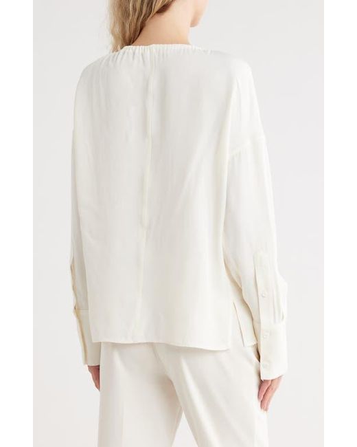 Helmut Lang White Reversible Long Sleeve Drawstring Top