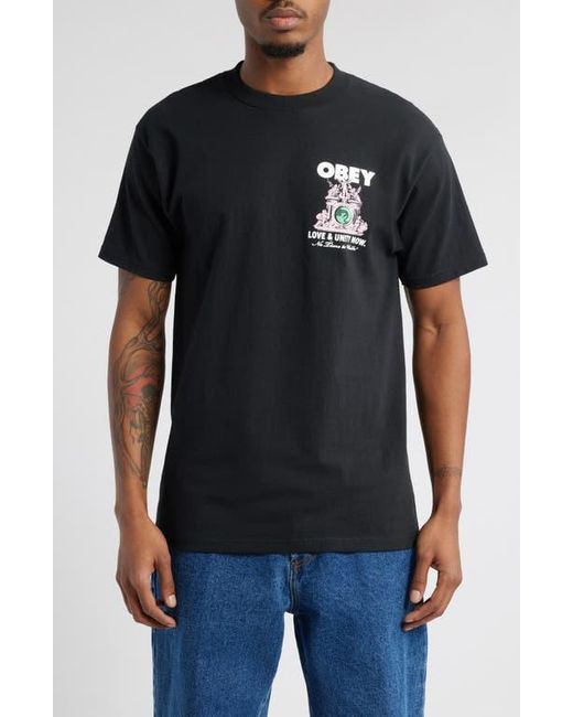Obey Black Love & Unity Now Graphic T-Shirt for men