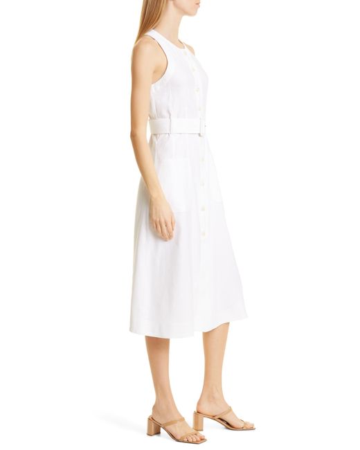 Ted Baker White Jancita Button-up Sleeveless Midi Dress