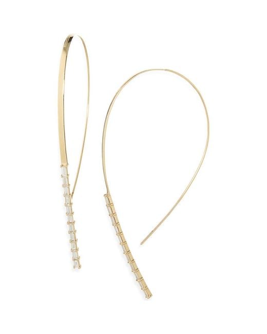Lana Jewelry Metallic 14K Baguette Diamond Threader Hoop Earrings