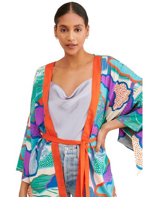 Saachi Multicolor Blob Pattern Ruana