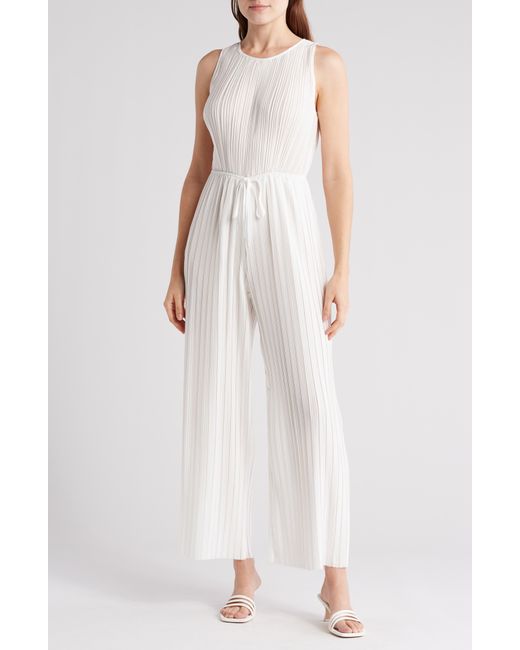 Collective Concepts White Woven Straight Leg Jumpsuit