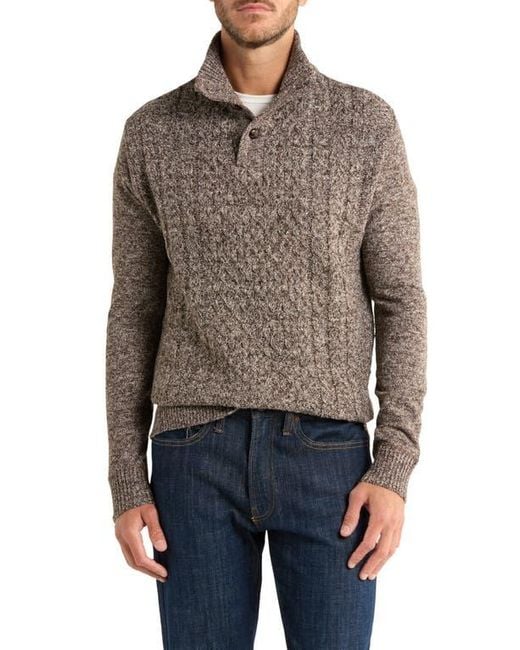Buffalo David Bitton Brown Water Button Half Cable Knit Sweater for men