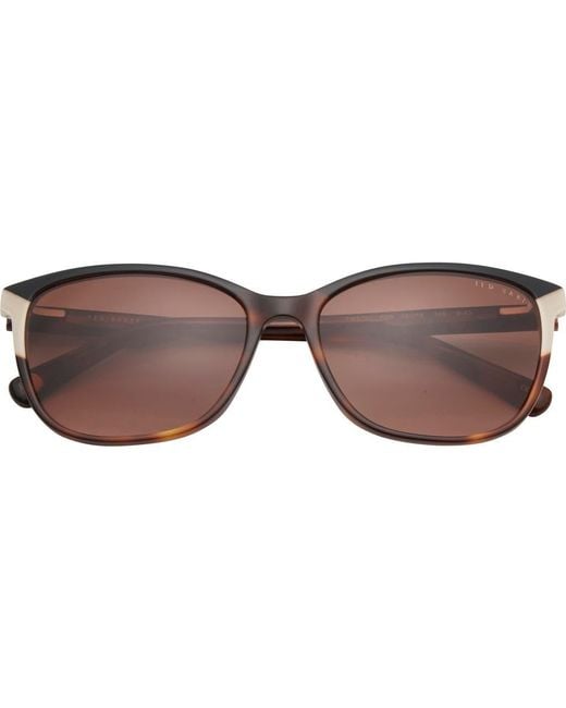 Ted Baker Brown 56Mm Rectangular Sunglasses