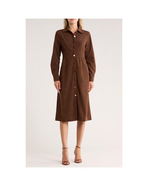 AREA STARS Brown Dion Long Sleeve Shirtdress