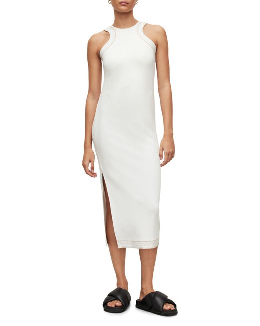AllSaints White Mako Embroidery Trim Sleeveless Dress