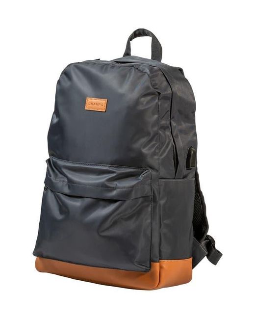 CHAMPS Black Nylon Backpack for men