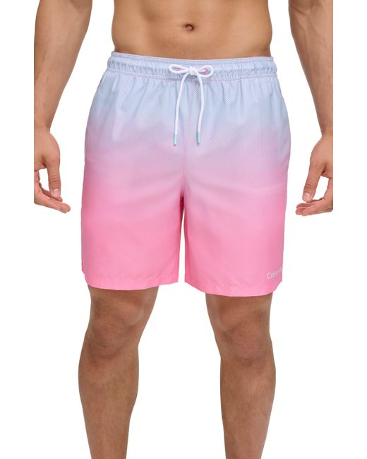 Calvin Klein Pink Volley Core Gradient Dot Swim Trunks for men
